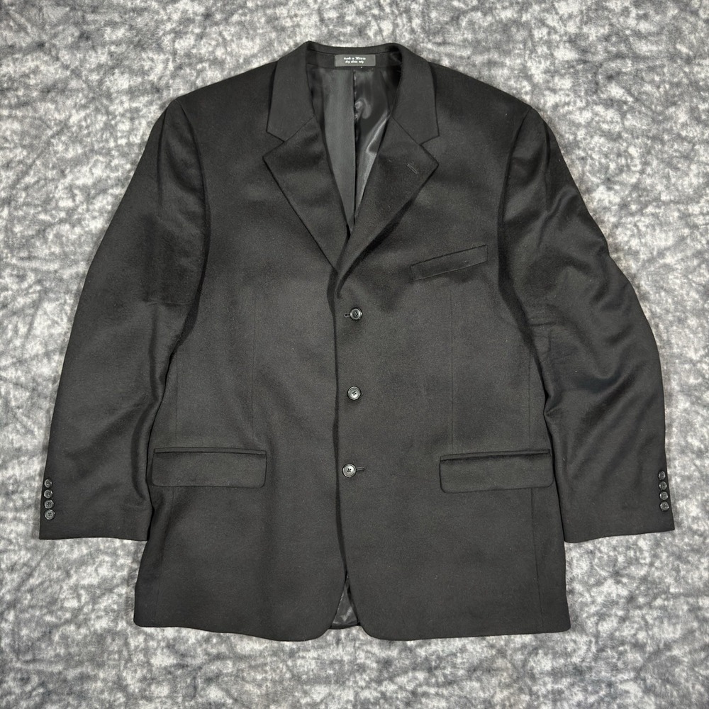 Alfani Blazer Mens 48L Black 100% Cashmere Button Sport Coat Suit Jacket Top